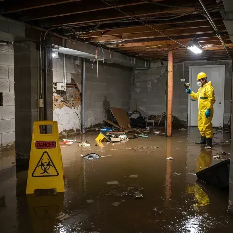 Flooded Basement Electrical Hazard in Marion, IL Property